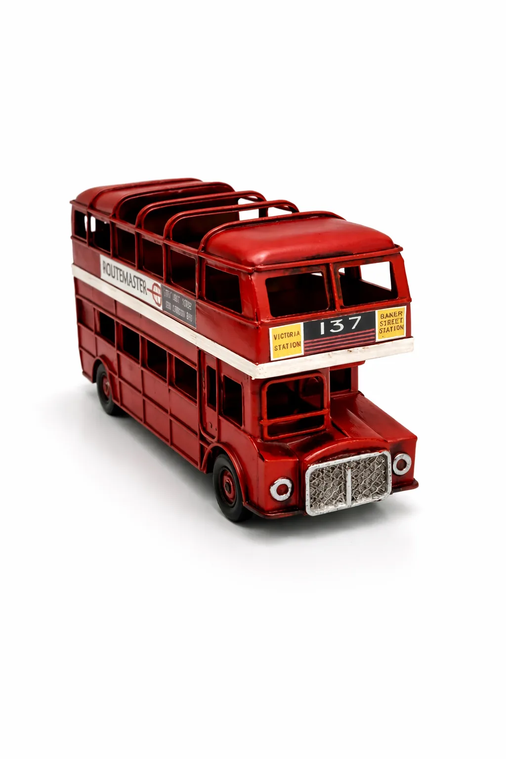 Dekoratif Metal Şehir Otobüsü Kalemlik – Retro Tasarım Masa Üstü Biblo