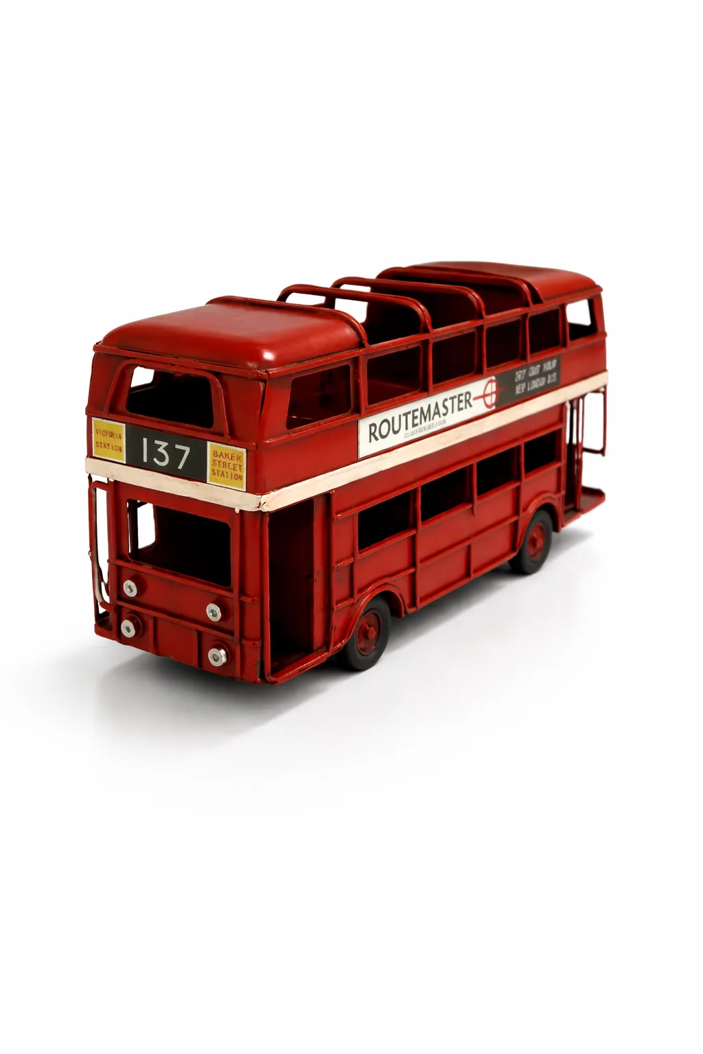 Dekoratif Metal Şehir Otobüsü Kalemlik – Retro Tasarım Masa Üstü Biblo