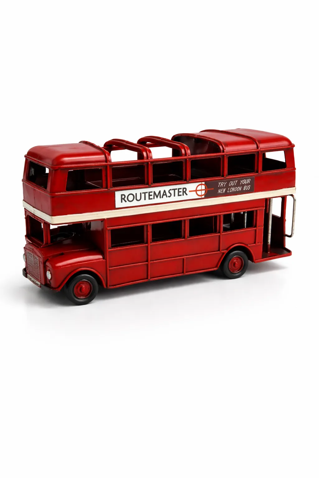 Dekoratif Metal Şehir Otobüsü Kalemlik – Retro Tasarım Masa Üstü Biblo