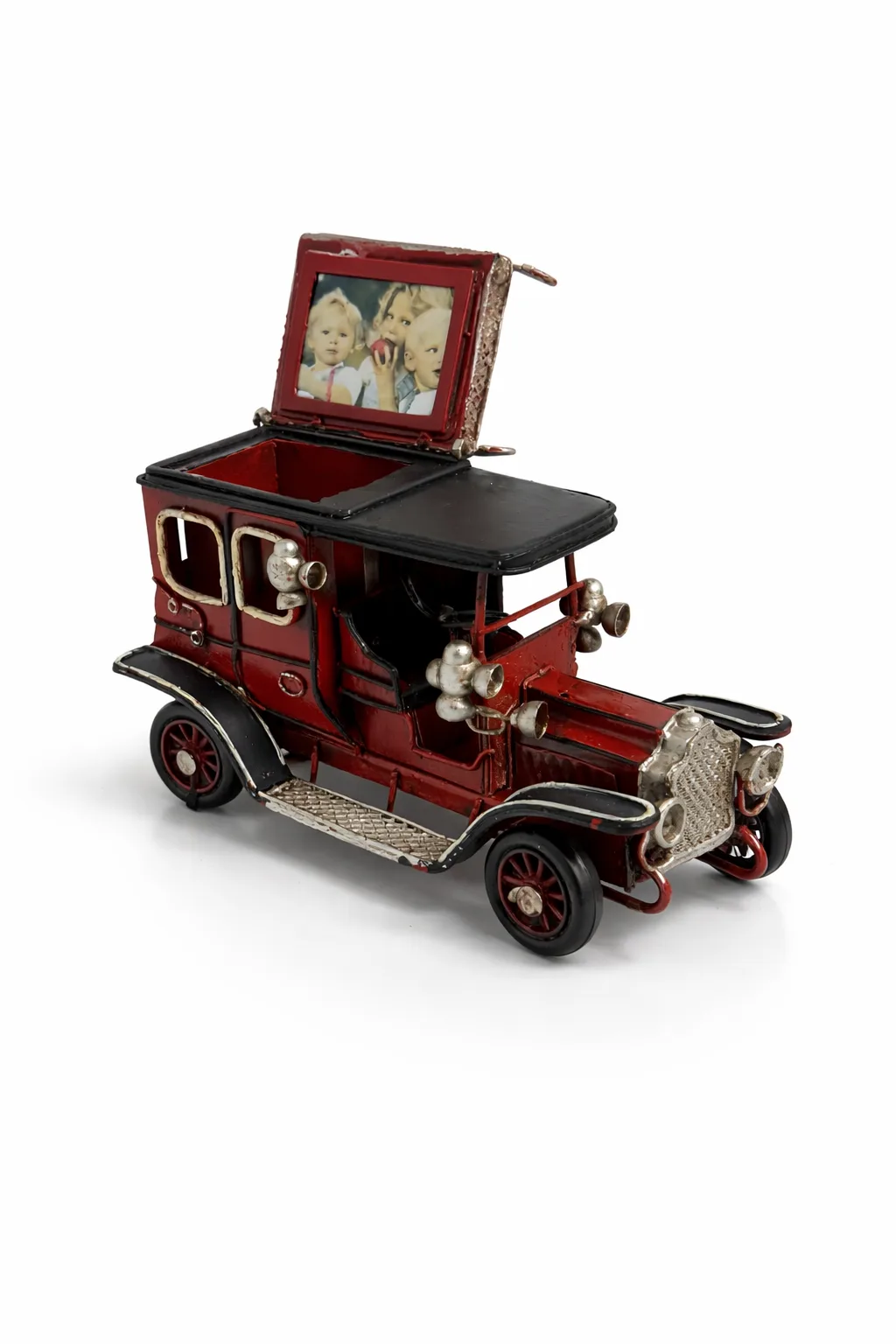 Dekoratif Metal Araba Kalemlik ve Çerçeveli Masa Üstü Biblo