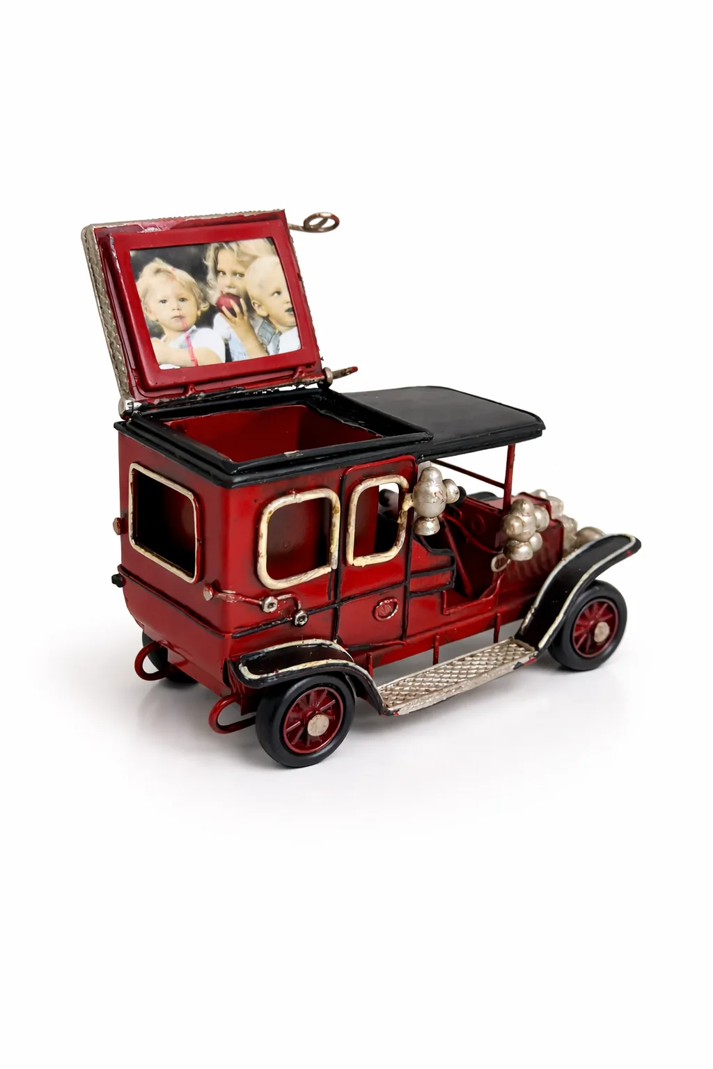 Dekoratif Metal Araba Kalemlik ve Çerçeveli Masa Üstü Biblo