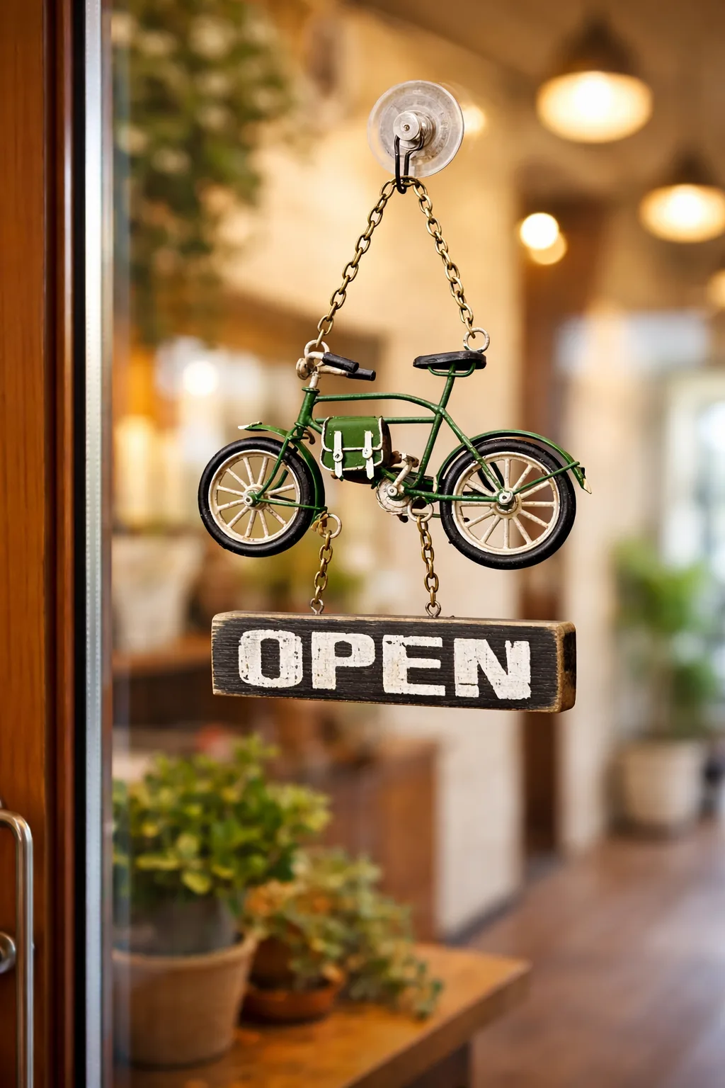 Dekoratif Metal Bisiklet Kapı Yazısı – Vintage Bisiklet Temalı Kapı Süsü