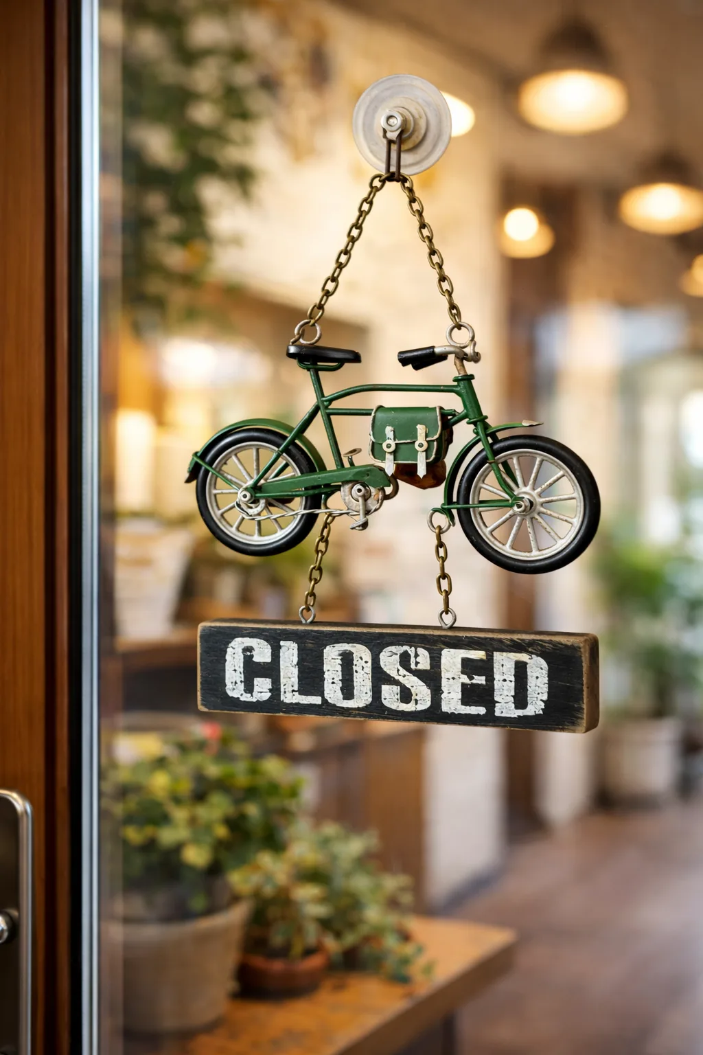 Dekoratif Metal Bisiklet Kapı Yazısı – Vintage Bisiklet Temalı Kapı Süsü