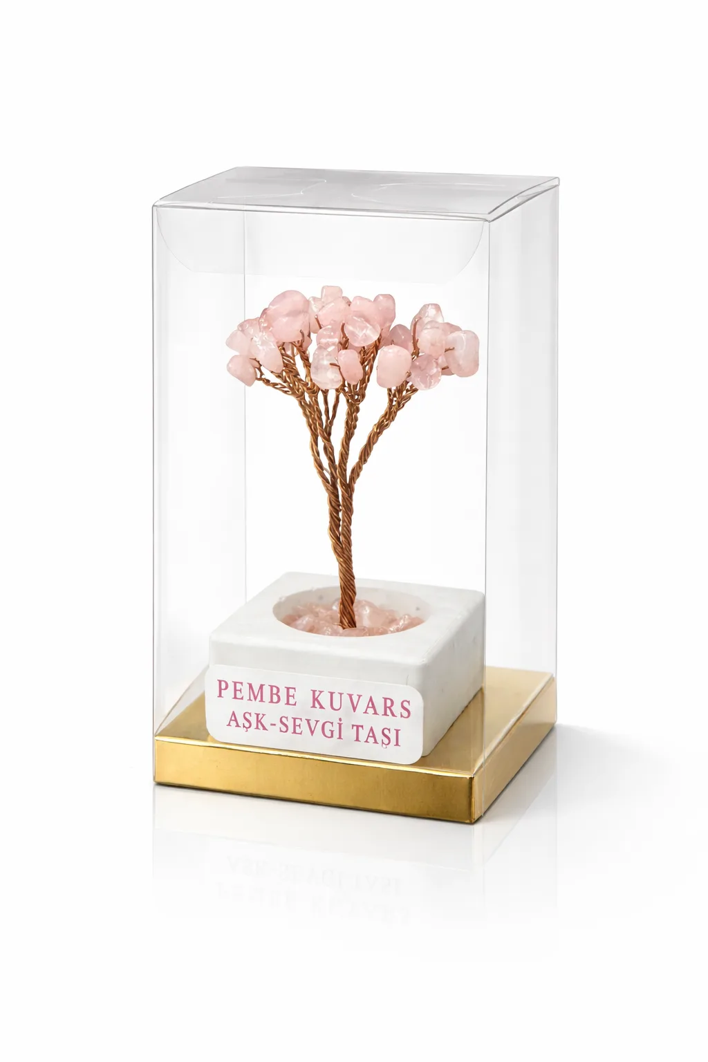 Pembe Kuvars Doğal Taş Enerji Ağacı – Aşk ve Sevgi Taşı Dekoratif Doğal Taş Ağaç