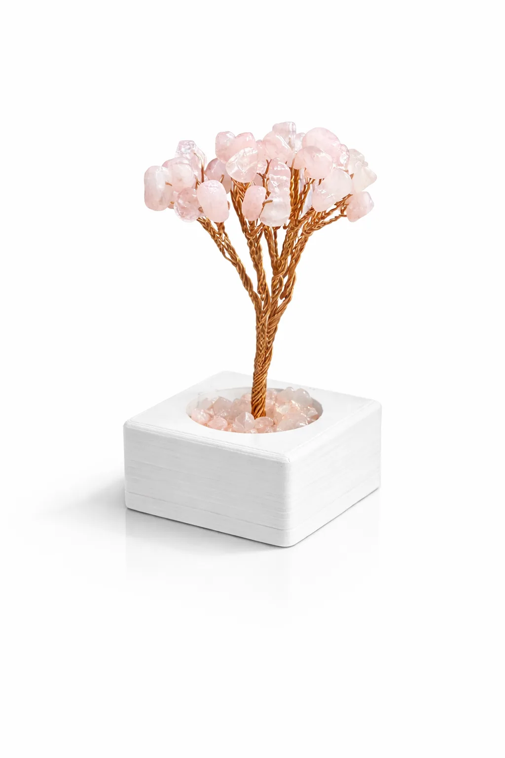 Pembe Kuvars Doğal Taş Enerji Ağacı – Aşk ve Sevgi Taşı Dekoratif Doğal Taş Ağaç