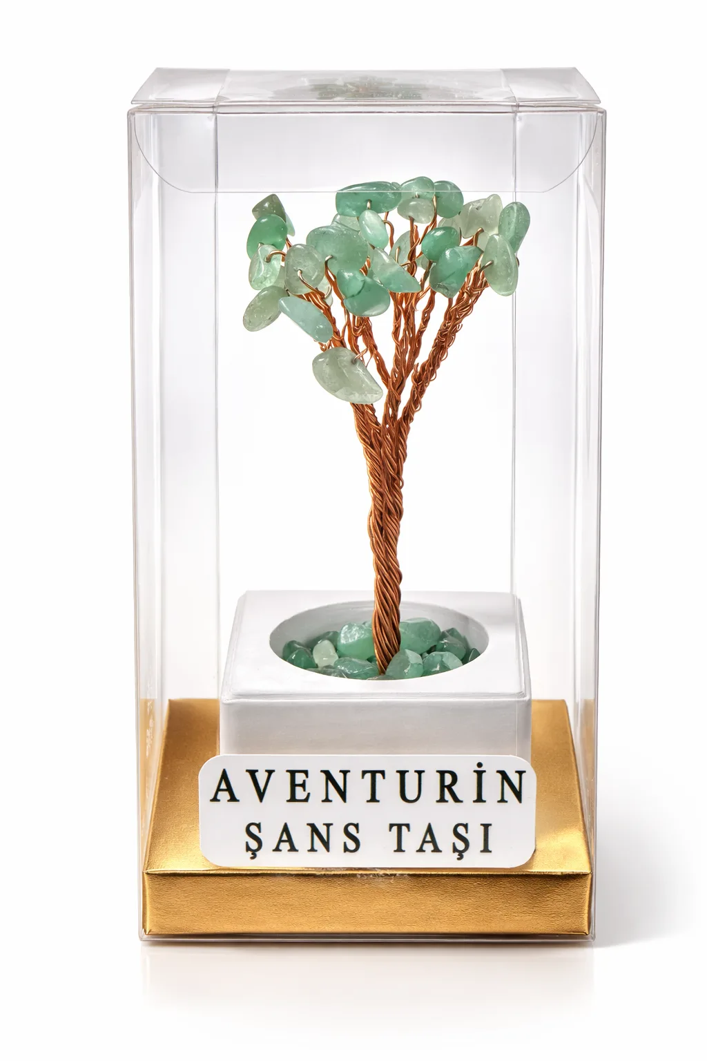 Aventurin Doğal Taş Enerji Ağacı – Şans Taşı Dekoratif Doğal Taş Ağaç (Pozitif Enerji & Bolluk Taşı)