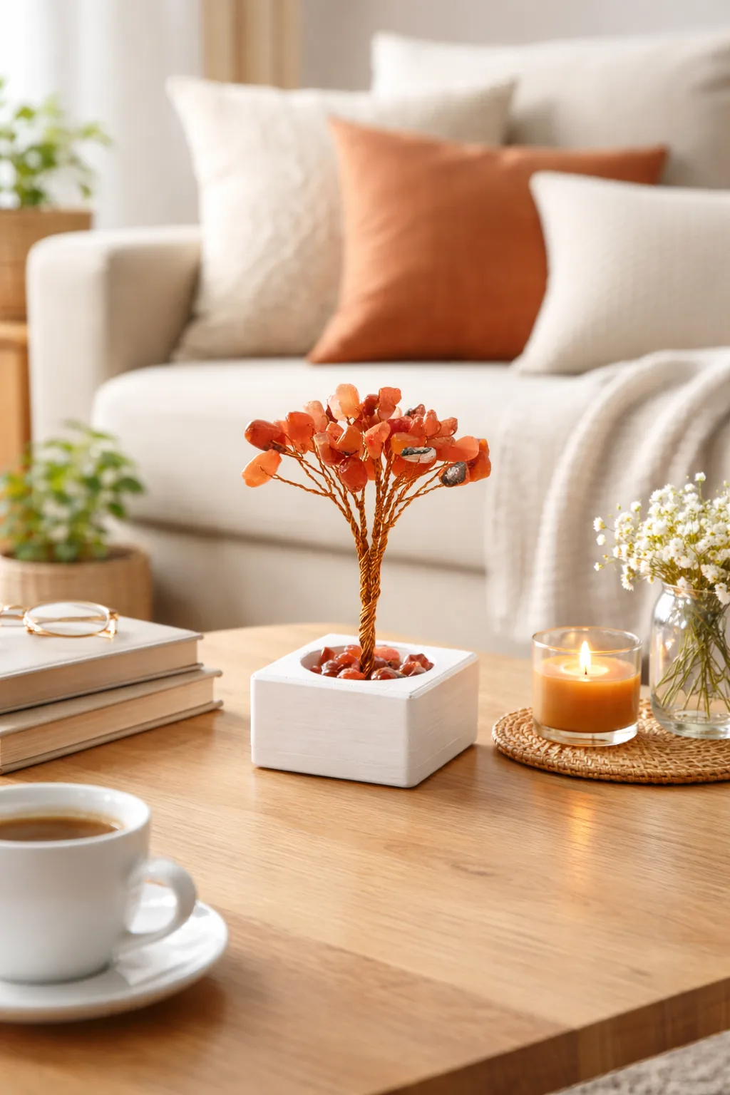 Akik Taşı Doğal Enerji Ağacı – Negatif Enerji Taşı Dekoratif Doğal Taş Ağaç (Koruyucu Akik Taşı)