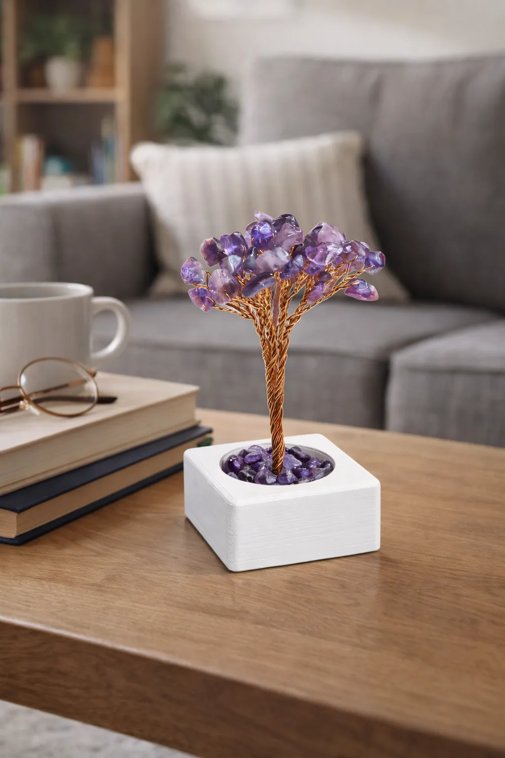 Ametist Doğal Taş Enerji Ağacı – Stres ve Negatif Enerji Taşı Dekoratif Doğal Taş Ağaç