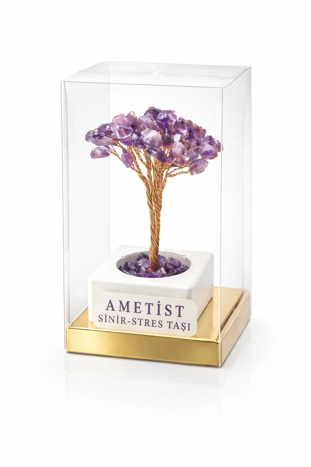 Ametist Doğal Taş Enerji Ağacı – Stres ve Negatif Enerji Taşı Dekoratif Doğal Taş Ağaç