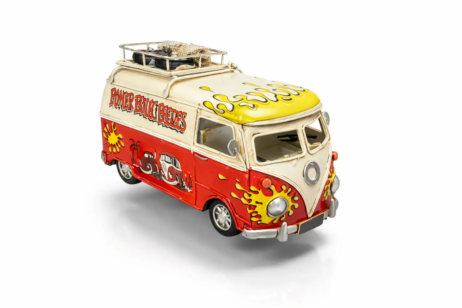 Dekoratif Metal Minibüs – Çerçeveli ve Kumbaralı Nostaljik Araba Dekoru