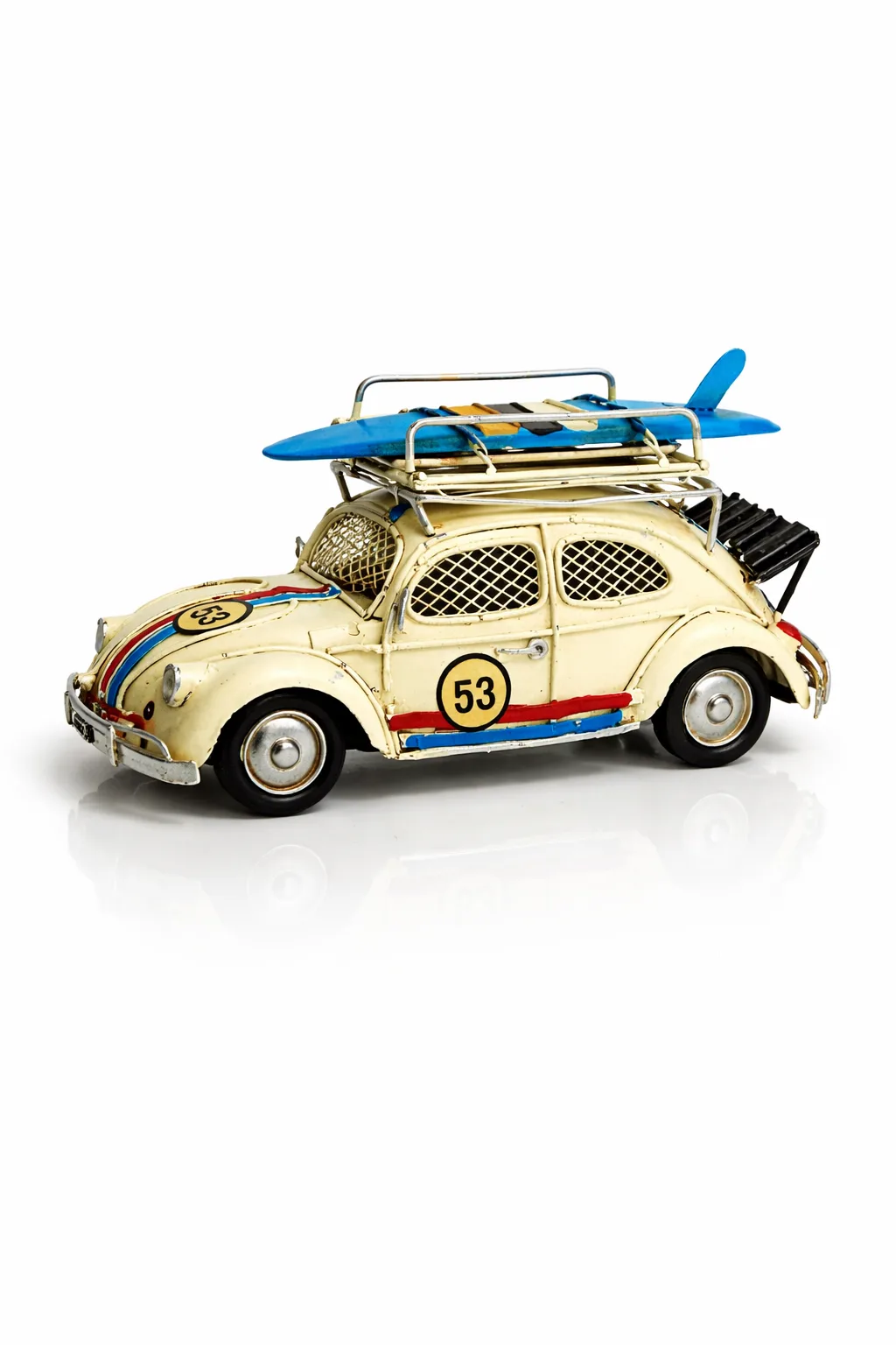 Dekoratif Metal Çerçeveli ve Kumbaralı Araba Modeli – Nostaljik Retro Masa & Ofis Dekoru