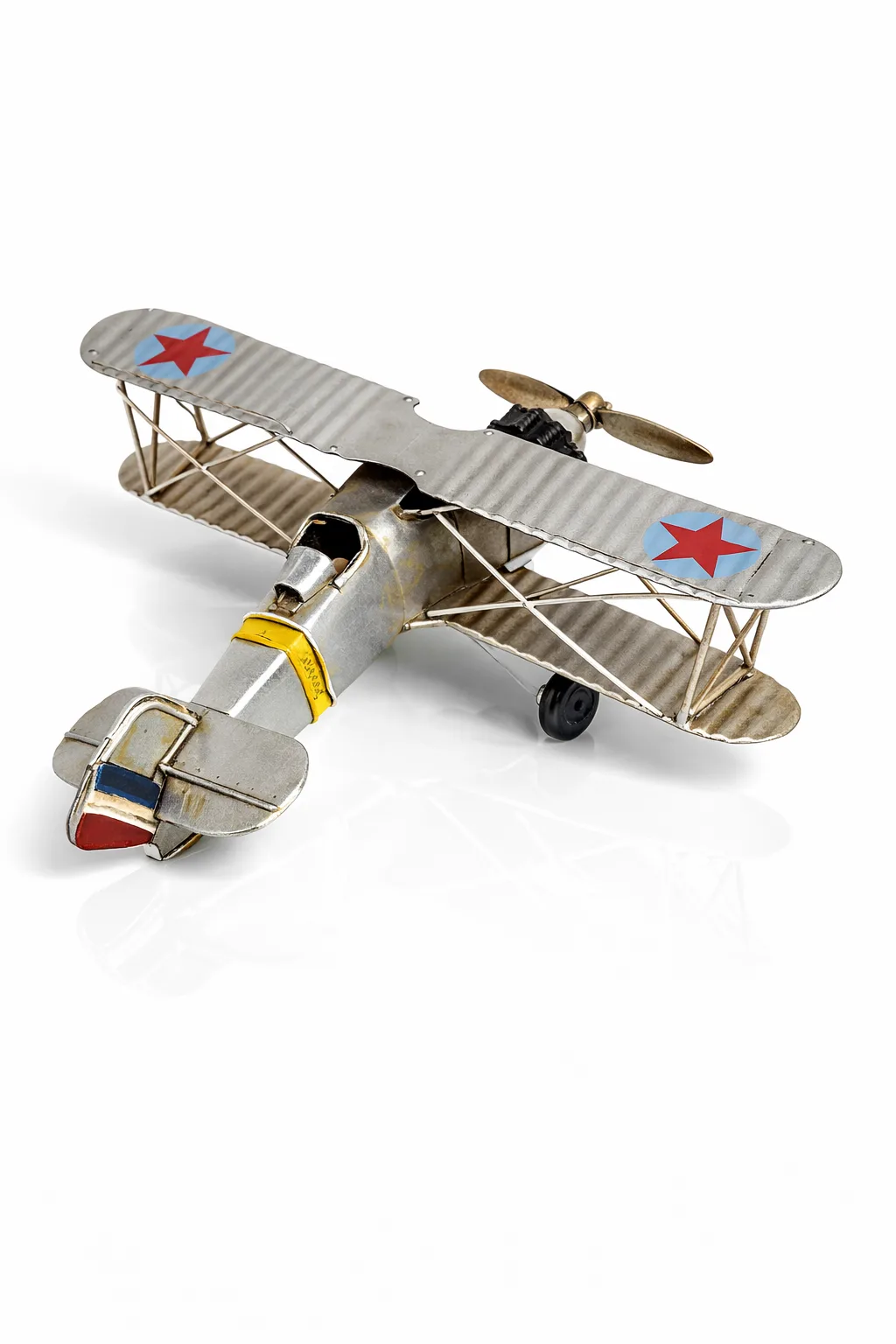 Dekoratif Metal Çift Kanatlı Uçak Modeli – Nostaljik Retro Masa & Ofis Dekoru