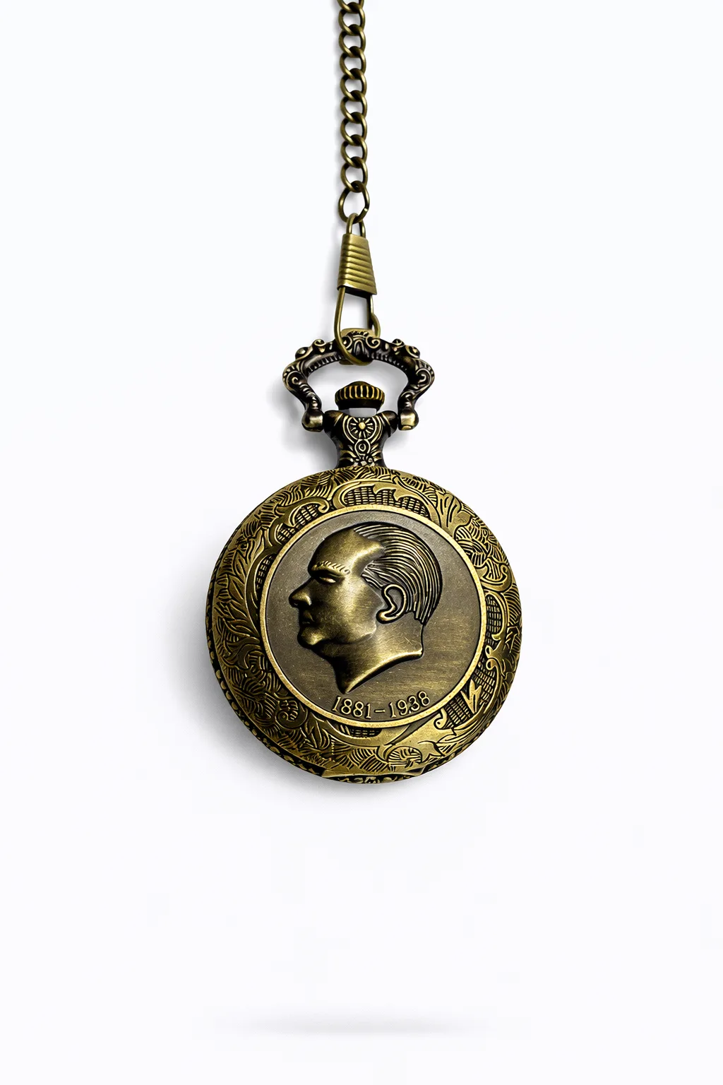 Özel Kutulu Atatürk Figürlü Köstekli Saat – Antik Bronz Tasarım