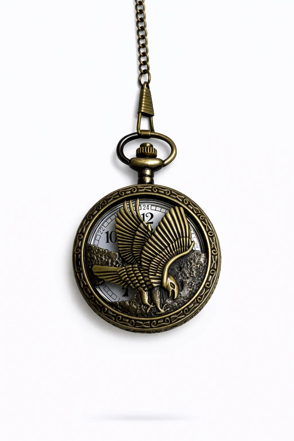 Özel Kutulu Kartal Figürlü Köstekli Saat – Antik Bronz Güç ve Asalet Tasarımı
