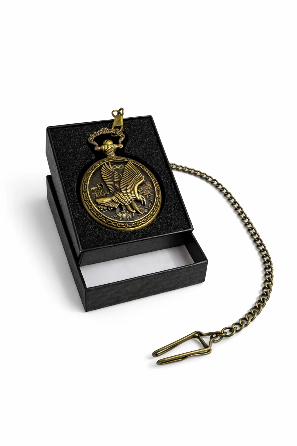 Özel Kutulu Kartal Figürlü Köstekli Saat – Antik Bronz Güç ve Asalet Tasarımı