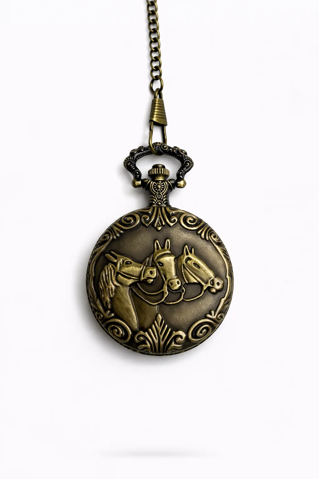 Özel Kutulu At Figürlü Köstekli Saat – Antik Bronz Klasik Tasarım