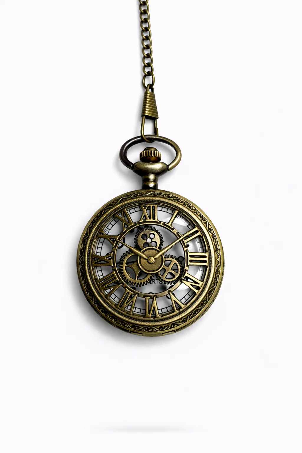 Özel Kutulu Steampunk Iskelet Mekanizmalı Köstekli Saat – Antik Bronz Roma Rakamlı