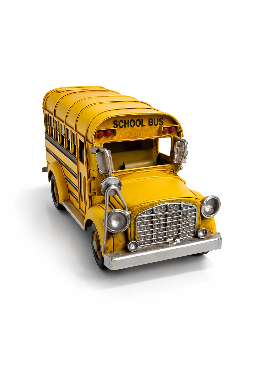 Dekoratif Metal Okul Otobüsü – Nostaljik Retro Tasarım Masa Üstü Biblo