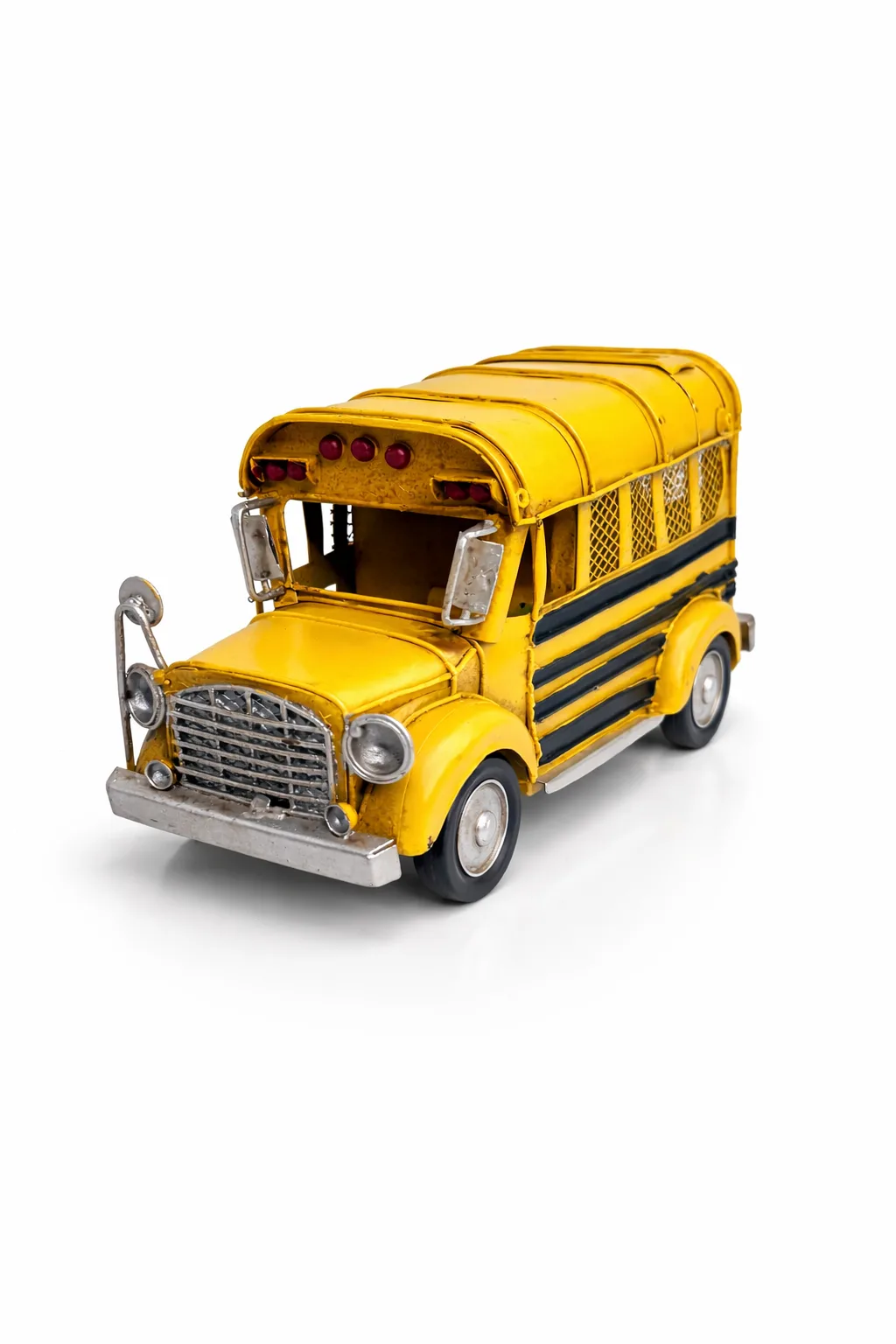 Dekoratif Metal Okul Otobüsü – Nostaljik Retro Tasarım Masa Üstü Biblo