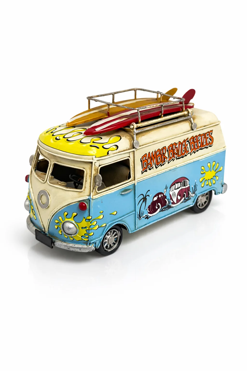 Dekoratif Metal Minibüs Kalemlik ve Çerçeveli Masa Üstü Biblo