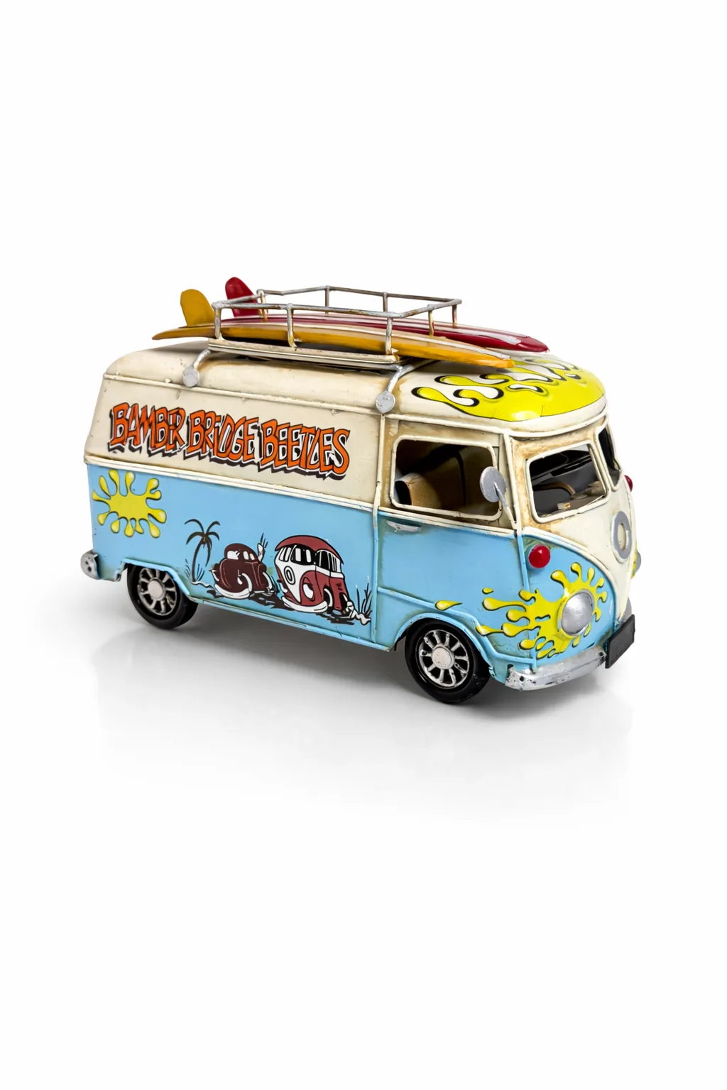 Dekoratif Metal Minibüs Kalemlik ve Çerçeveli Masa Üstü Biblo