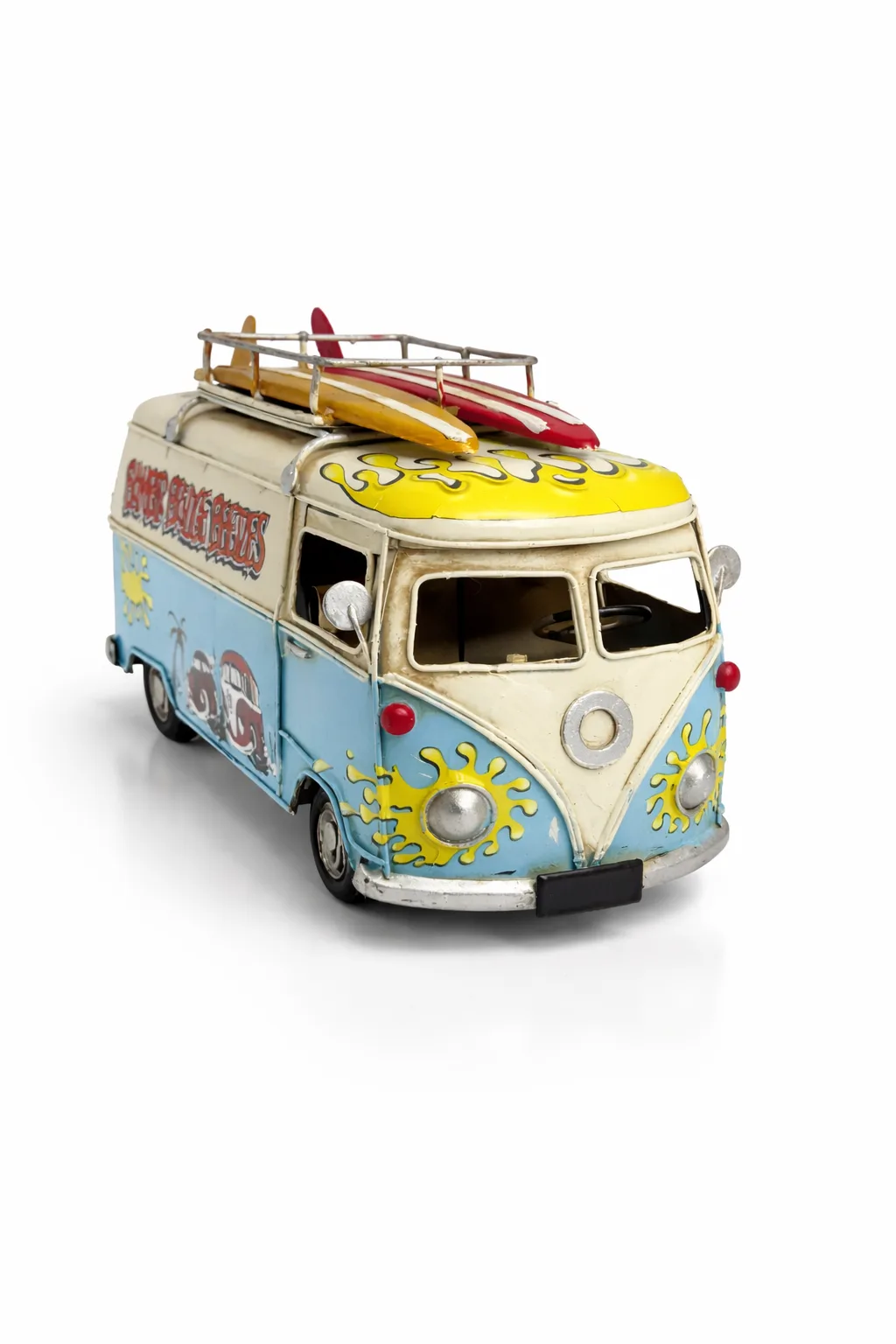 Dekoratif Metal Minibüs Kalemlik ve Çerçeveli Masa Üstü Biblo