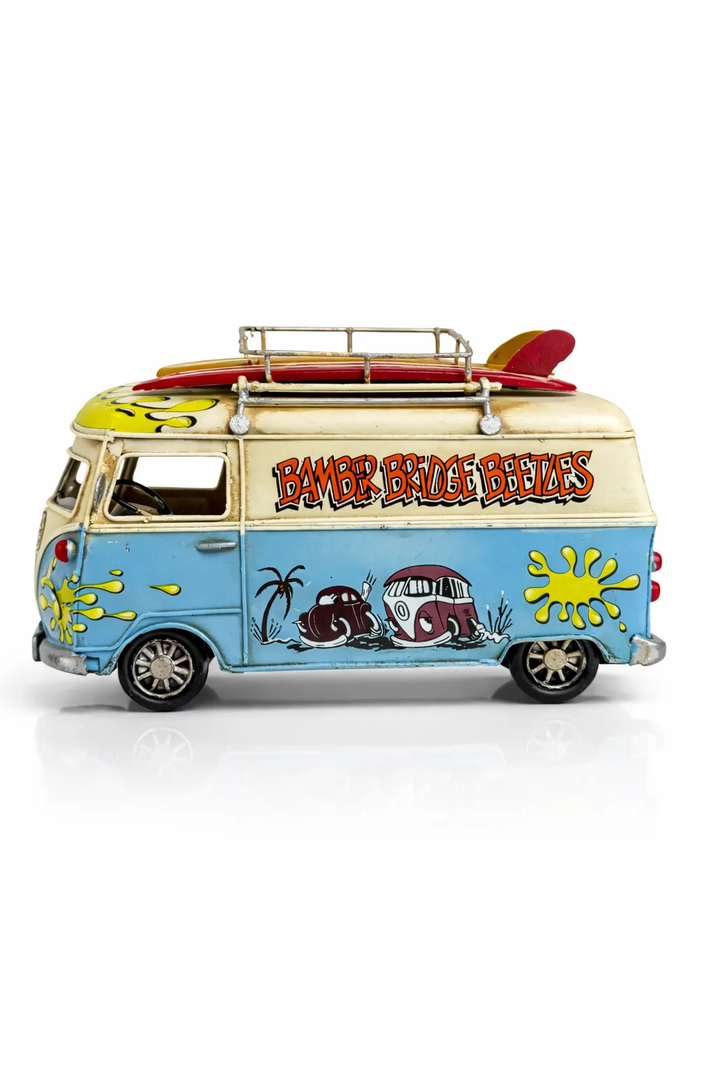 Dekoratif Metal Minibüs Kalemlik ve Çerçeveli Masa Üstü Biblo