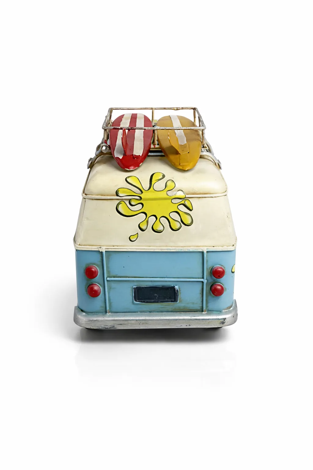 Dekoratif Metal Minibüs Kalemlik ve Çerçeveli Masa Üstü Biblo