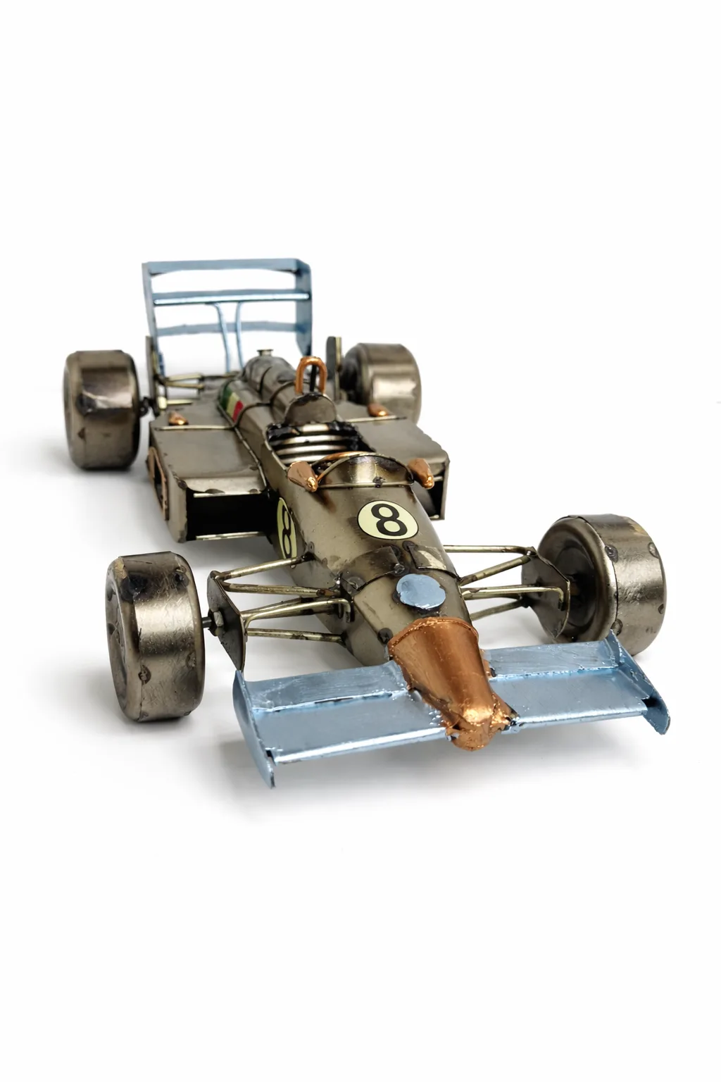 Dekoratif Metal Yarış Arabası – Retro Tasarım Masa Üstü Biblo