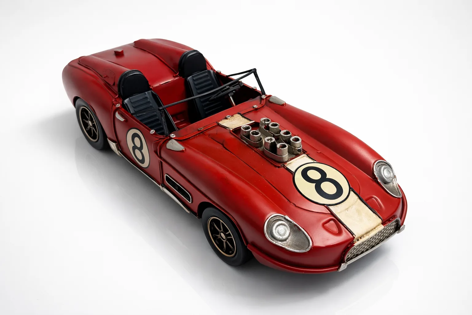 Dekoratif Metal Yarış Arabası – Vintage Retro Tasarım Masa Üstü Biblo