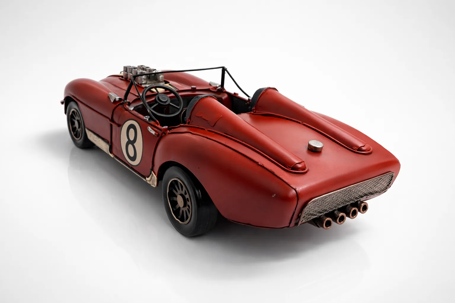 Dekoratif Metal Yarış Arabası – Vintage Retro Tasarım Masa Üstü Biblo