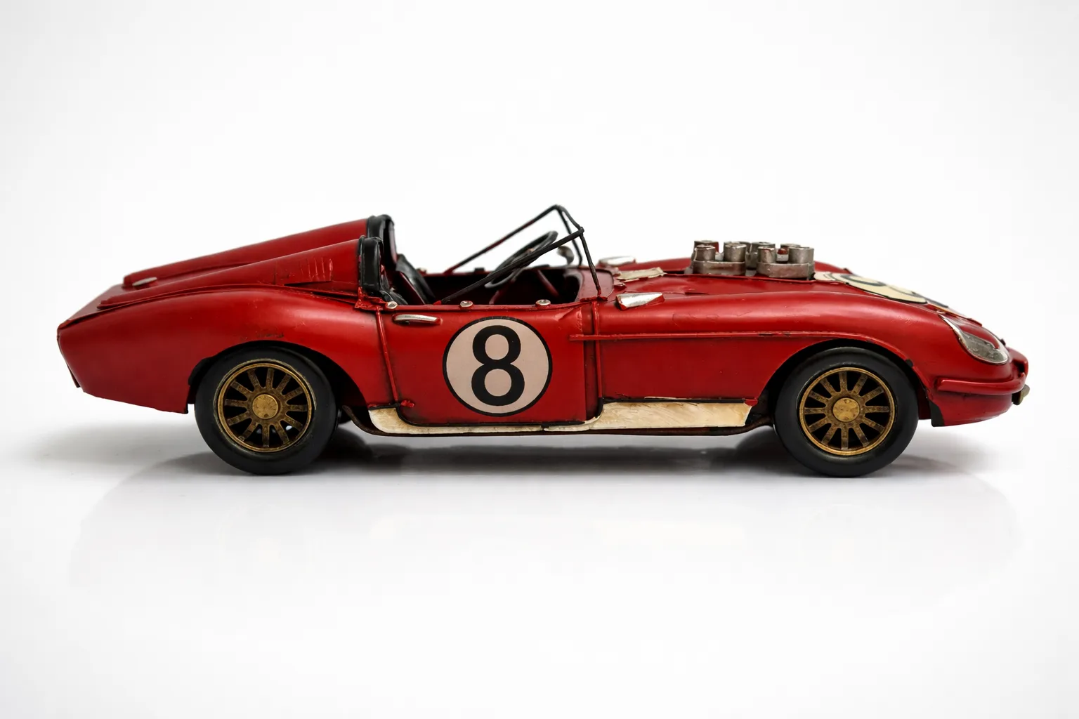 Dekoratif Metal Yarış Arabası – Vintage Retro Tasarım Masa Üstü Biblo