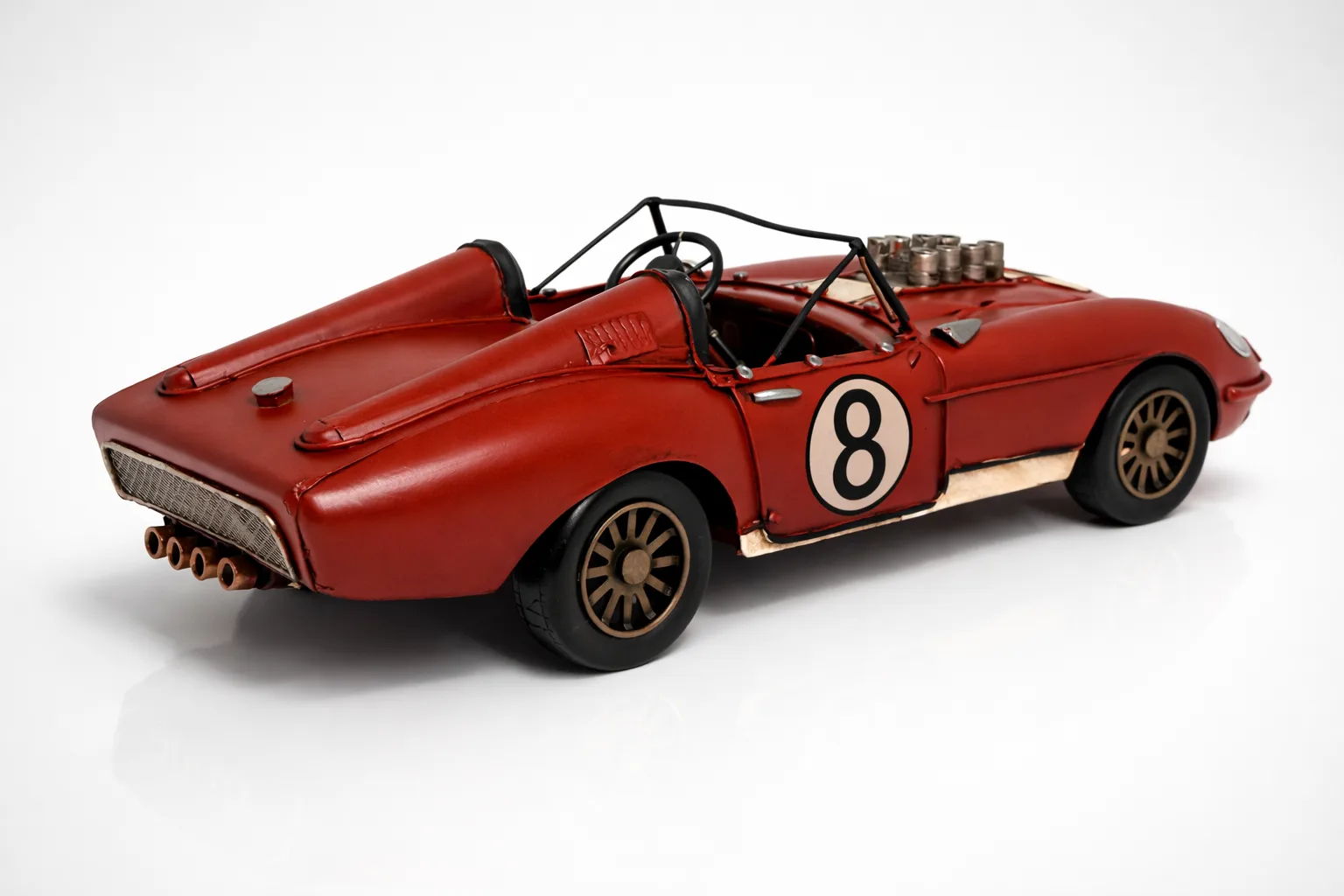 Dekoratif Metal Yarış Arabası – Vintage Retro Tasarım Masa Üstü Biblo