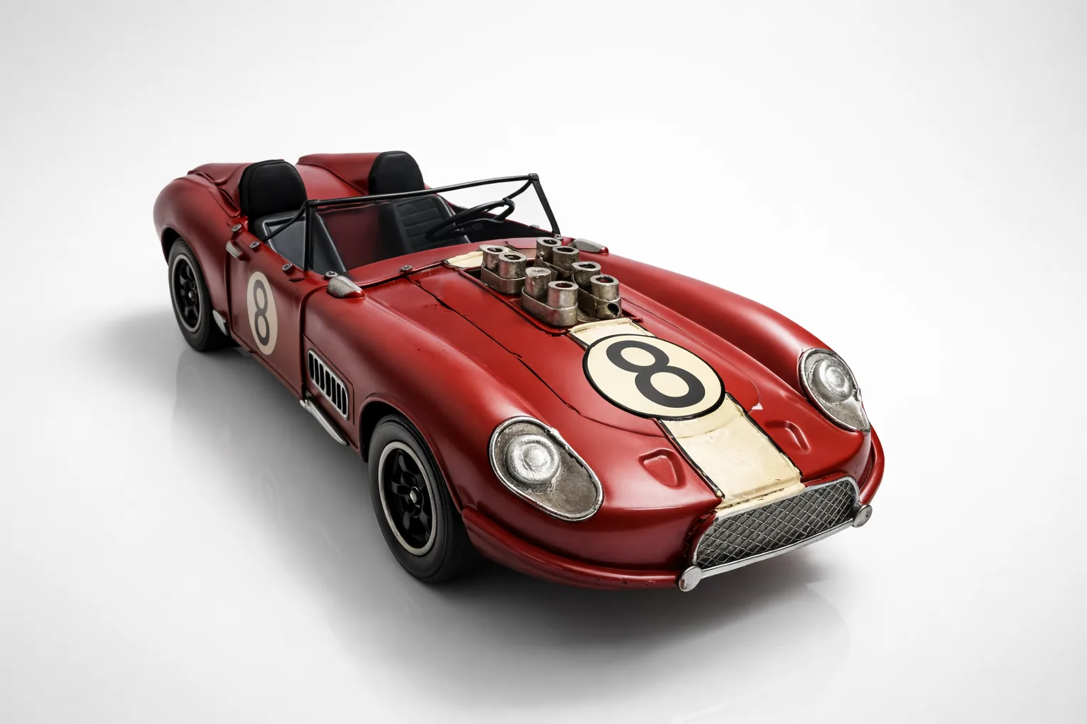 Dekoratif Metal Yarış Arabası – Vintage Retro Tasarım Masa Üstü Biblo