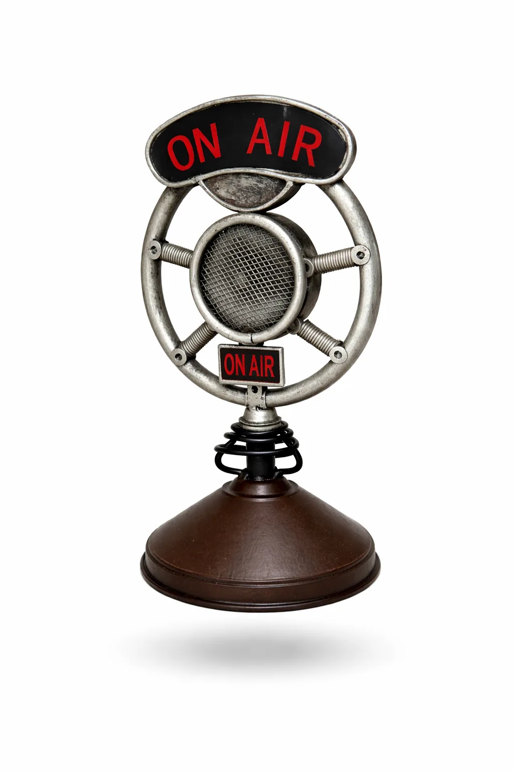 Dekoratif Metal Mikrofon – Nostaljik Retro Sahne & Müzik Temalı Masa Dekoru